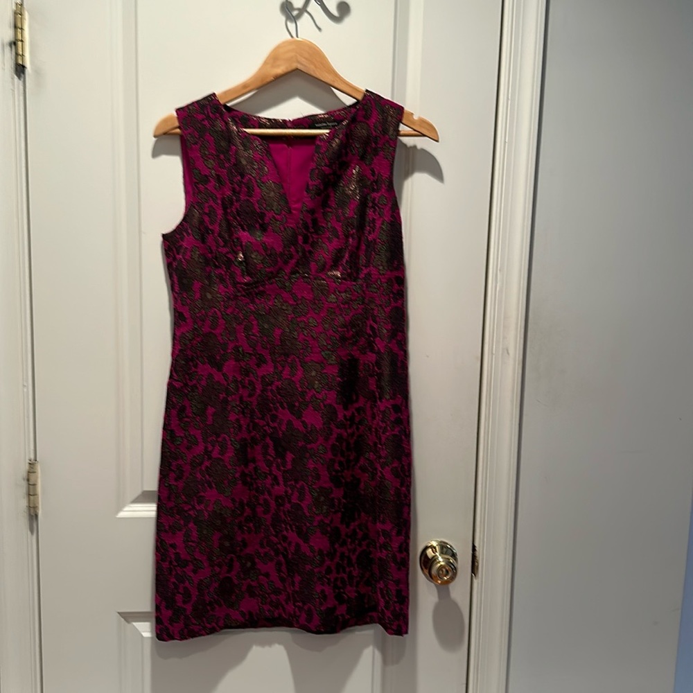 WOMENS NANETTE LEPORE MAGENTA FLORAL SLEEVELESS COCKTAIL SHEATH DRESS